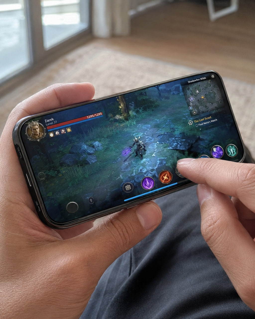 Smartphone displaying a fictional cooperative gaming interface